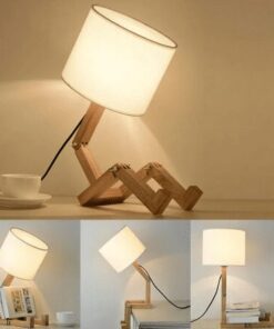 Lampe de chevet en bois, forme de robot