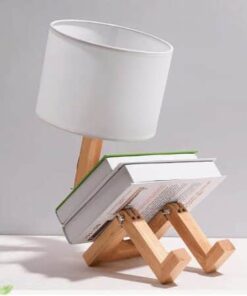 Lampe de chevet en bois, forme de robot - Blanc froid