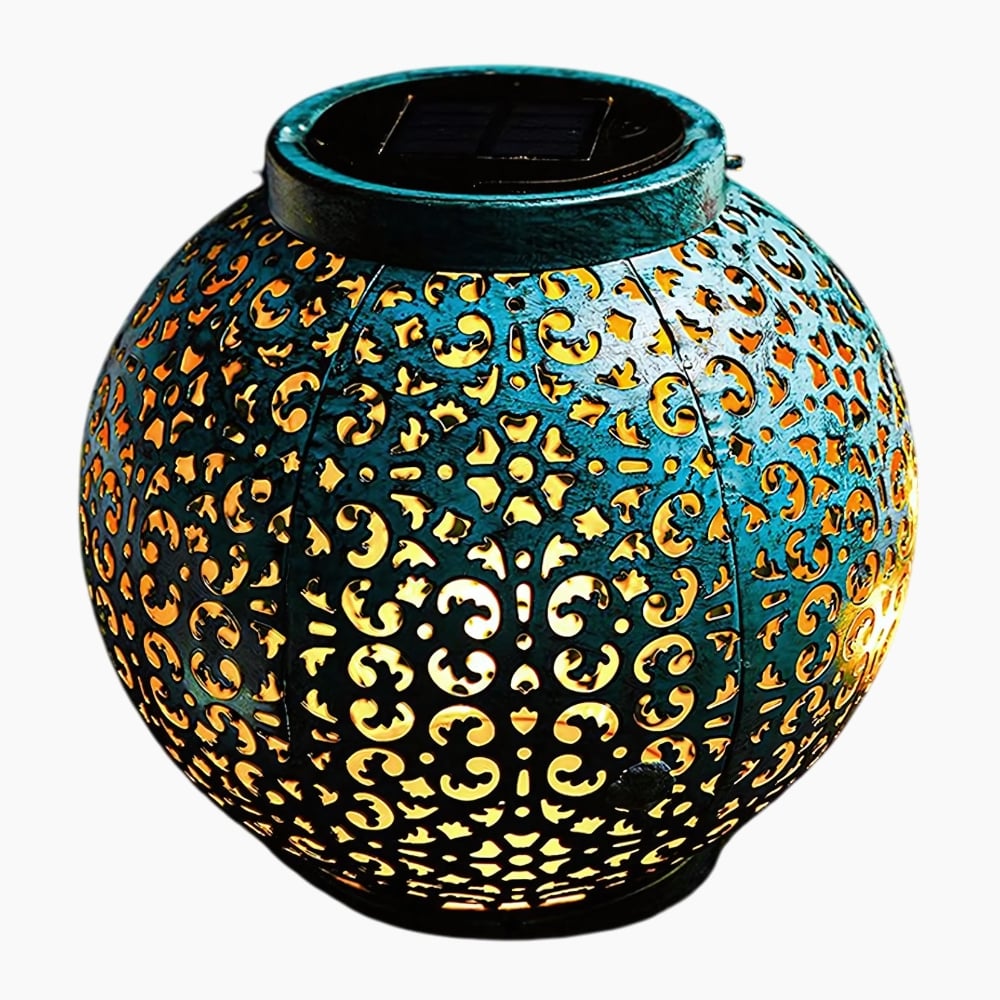 Lanterne solaire d’extérieur en cuivre style oriental