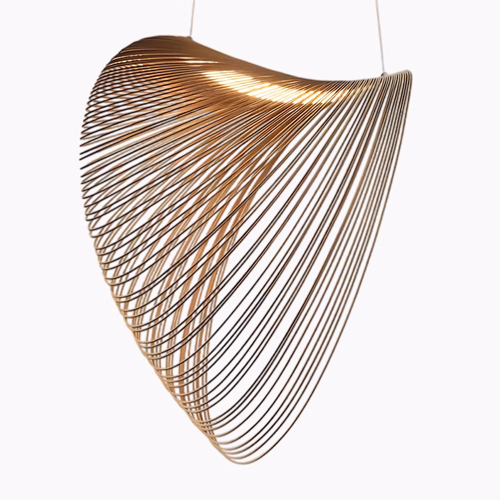 Suspension LED Chapeau de Paille minimaliste en bois