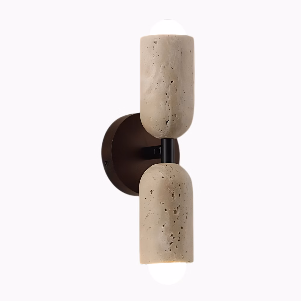 Applique murale LED en pierre de travertin et bois