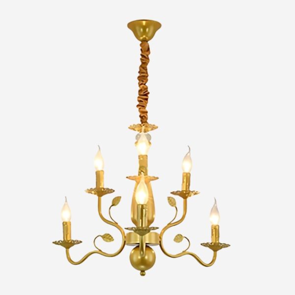 Lustre baroque doré et noir en fer forgé