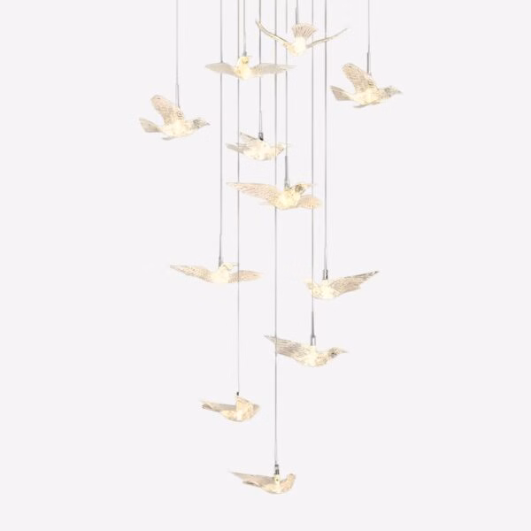 Suspension LED oiseaux acrylique design moderne