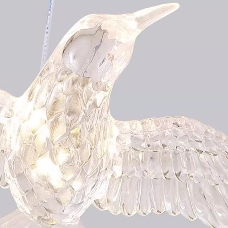 Suspension LED oiseaux acrylique design moderne