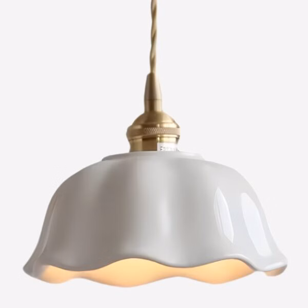 Suspension céramique blanche ondulée style scandinave