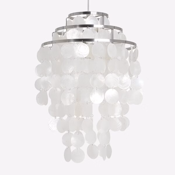 Suspension coquillage métal chromé doré design