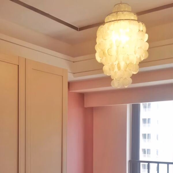 Suspension coquillage métal chromé doré design