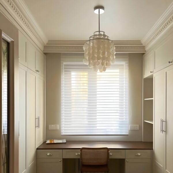 Suspension coquillage métal chromé doré design