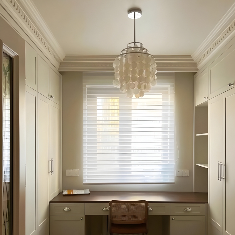 Suspension coquillage métal chromé doré design