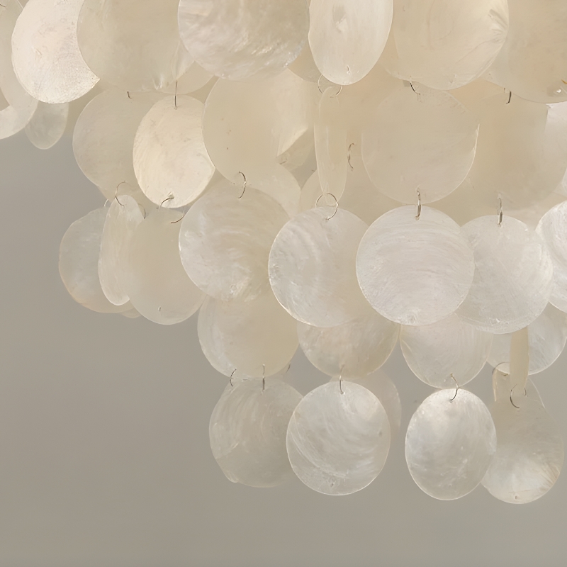 Suspension coquillage métal chromé doré design