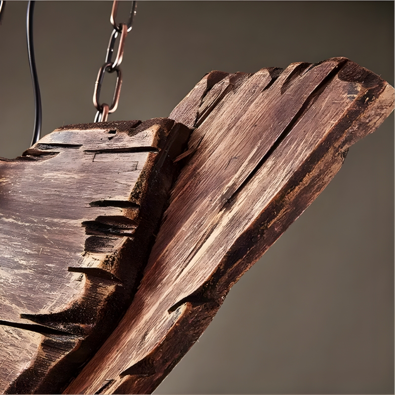 Suspension industrielle bois métal vintage rétro