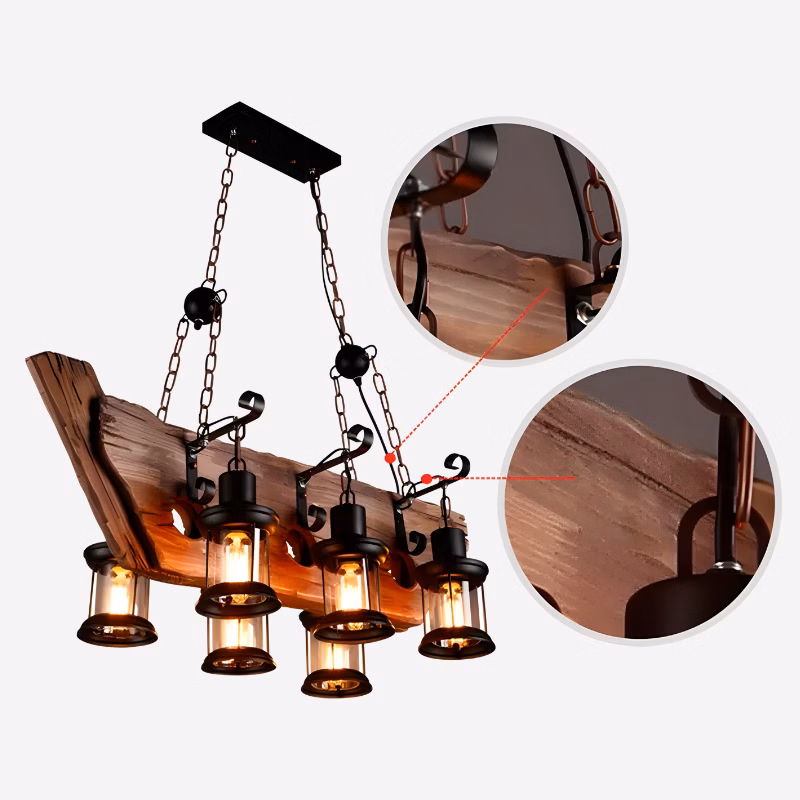 Suspension industrielle bois métal vintage rétro