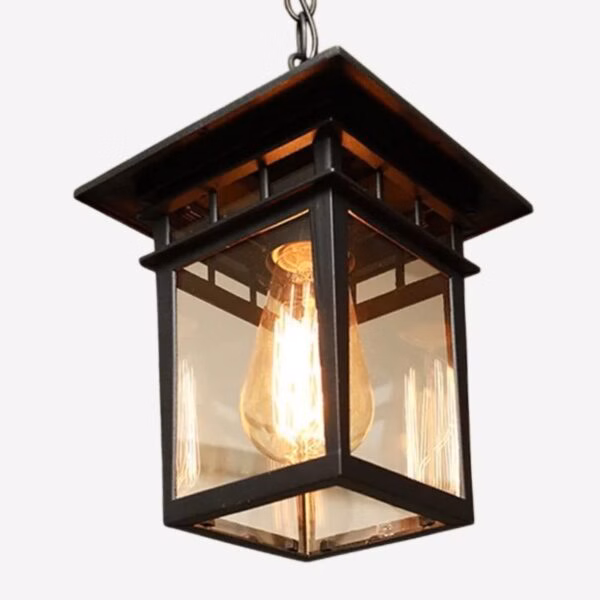 Suspension lanterne extérieure aluminium verre rétro