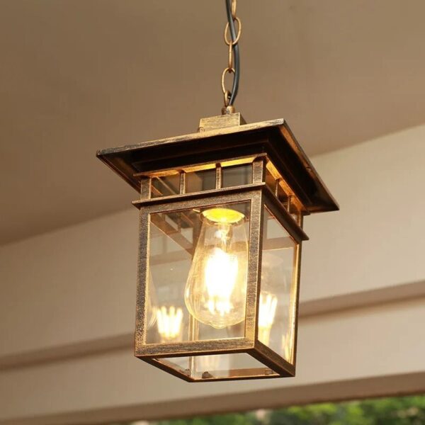 Suspension lanterne extérieure aluminium verre rétro