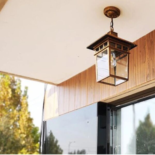Suspension lanterne extérieure aluminium verre rétro