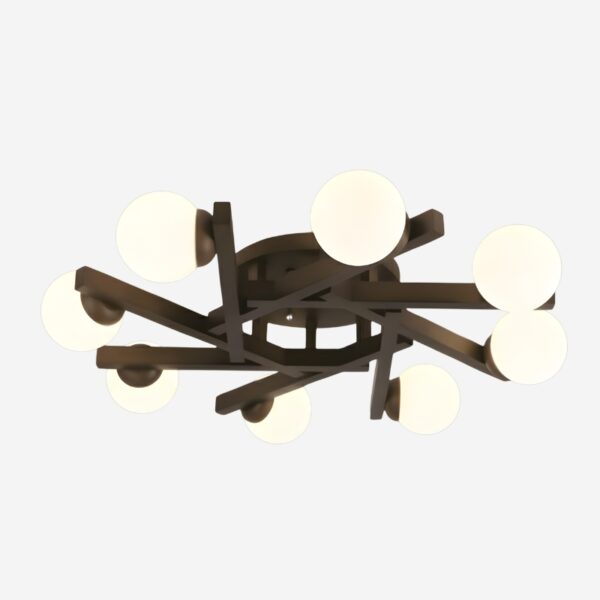 Lustre plafonnier style moderne en bois et verre