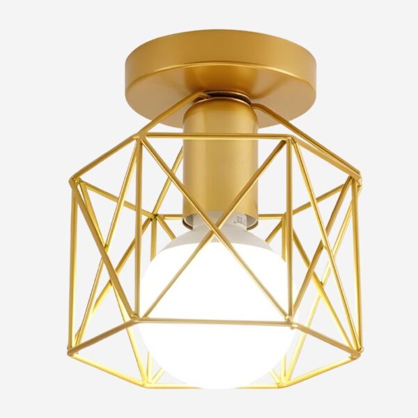 Plafonnier géométrique doré noir style industriel