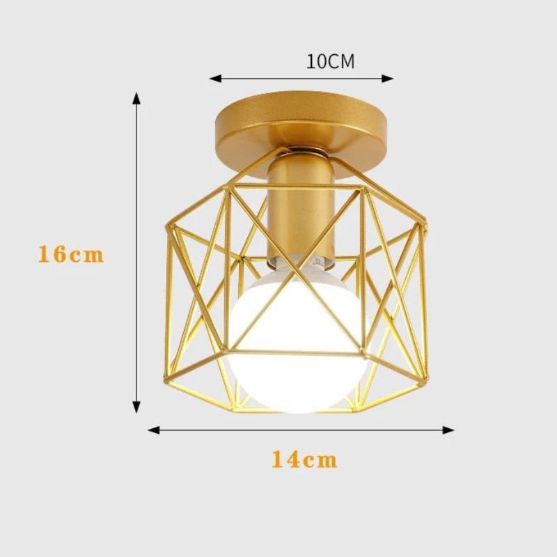 Plafonnier géométrique doré noir style industriel