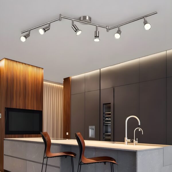 Plafonnier rail spot LED noir chrome orientable