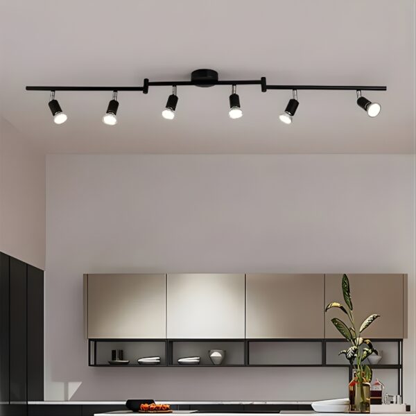 Plafonnier rail spot LED noir chrome orientable