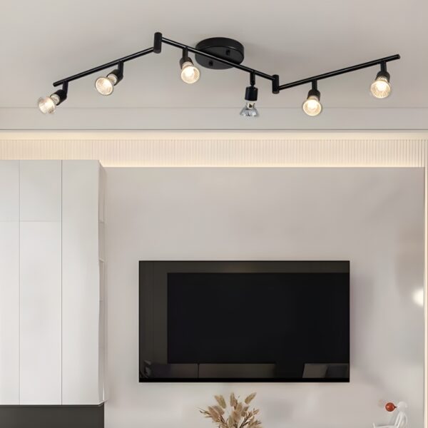 Plafonnier rail spot LED noir chrome orientable