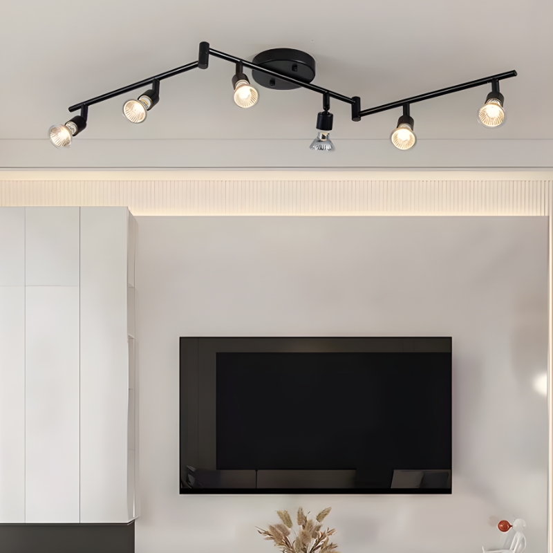 Plafonnier rail spot LED noir chrome orientable