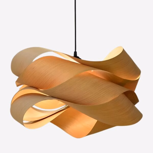 Suspension bois sculptural luminaire contemporain