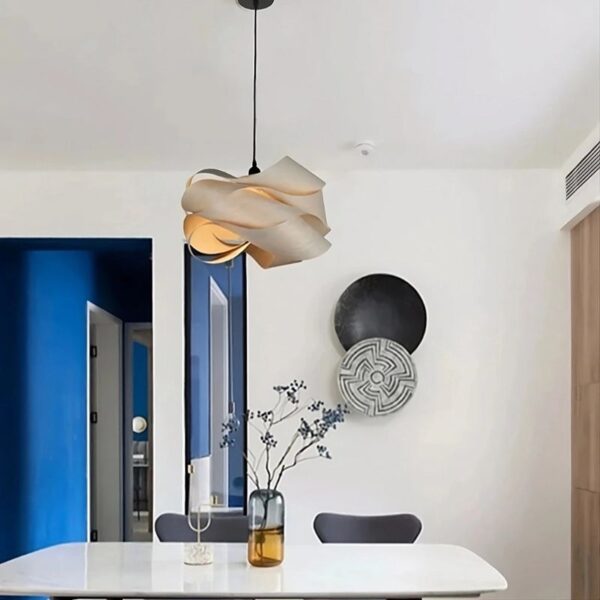 Suspension bois sculptural luminaire contemporain