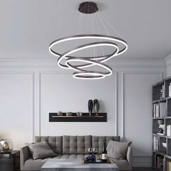 Suspension moderne spirale métal LED blanc