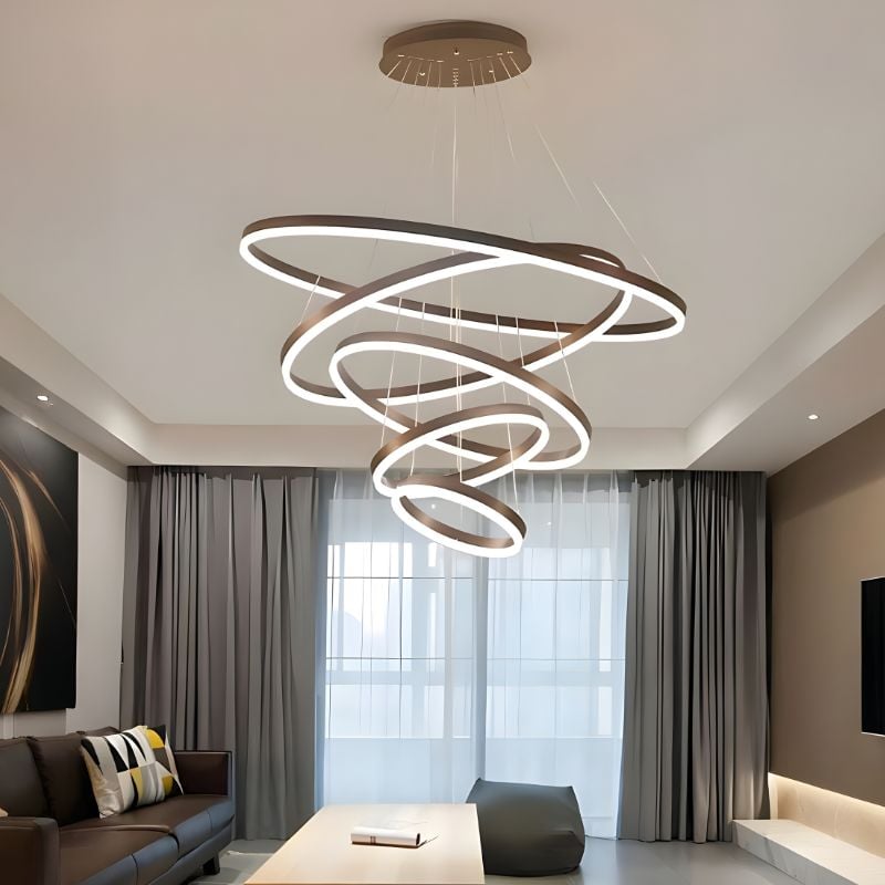 Suspension moderne spirale métal LED blanc